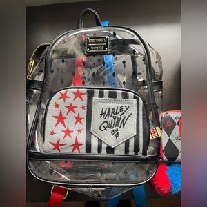 LOUNGEFLY birds of prey Harley Quinn backpack & wallet